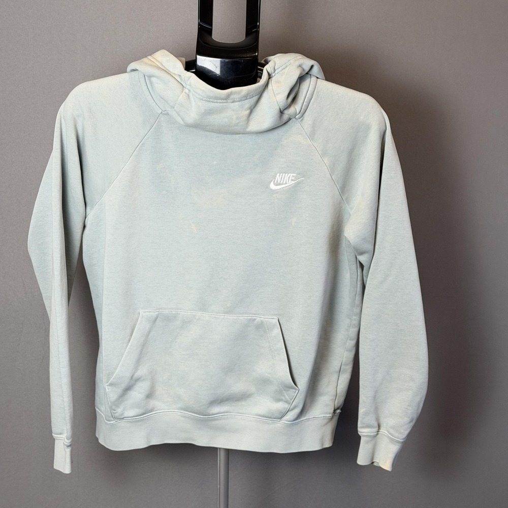 Nike Hoodie Womens Small Gray Fleece Cowl Neck‎ Pullover Sweatshirt Logo